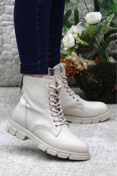 Demashoes Μπότες μπεζ με ζεστή επένδυση αντιολισθητική σόλα