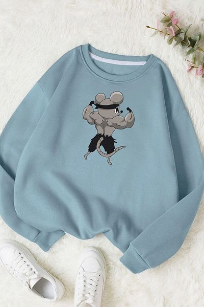 Moda Glo Hanorac din bumbac, unisex, cu imprimeu muscular la spate