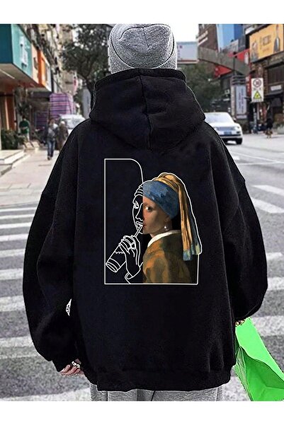 Moda Glo Hanorac imprimat pentru fetiță unisex cu cercei cu perle