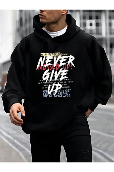 Moda Glo Hanorac scris unisex Never Give Up