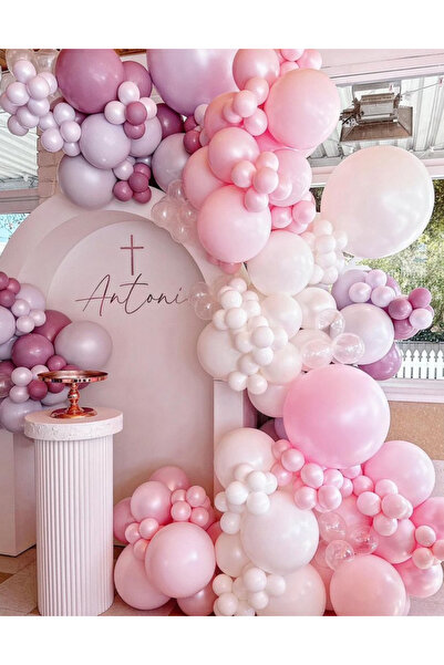 Çemrek Süs Parti Ліла Білий Рожевий Прозорий Набір повітряних кульок 100 шт.