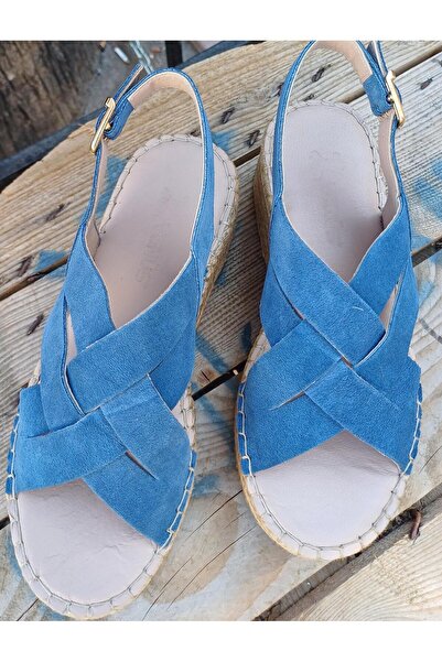 Venüs 231700001 Y Women's Genuine Suede Leather - Jute Wedge Sole Sandals