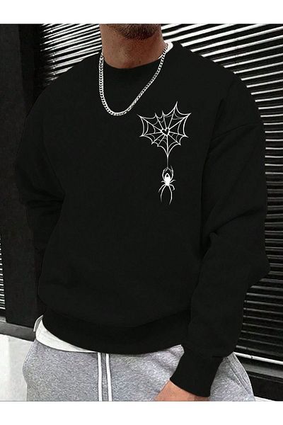 Moda Glo Unisex Spider Web Printed Sweatshirt