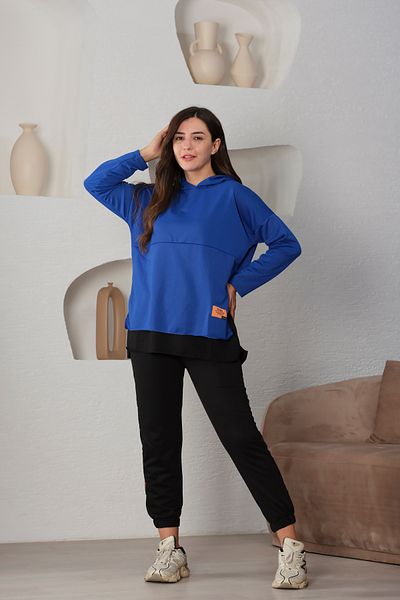 Devesta Moda Hooded Embroidered Lycra Comfortable Daily Top and Bottom Set Tracksuit
