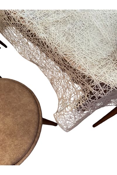 MIHAELA Thread Patterned White Thick Table Cloth