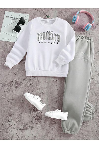 LePold Σετ φόρμας Sweatsihrt με 3 νήματα Crew Neck Brooklyn Printed για κορίτσια/αγόρια