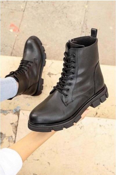 Demashoes Cizme negre cu căptușeală caldă cu talpă anti-alunecare