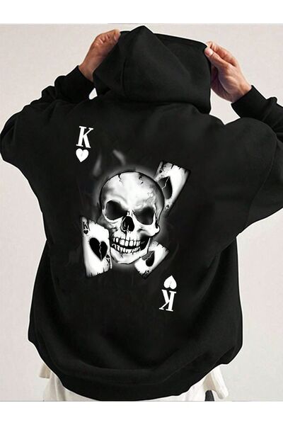 Moda Glo Hanorac unisex cu craniu imprimat pe spate