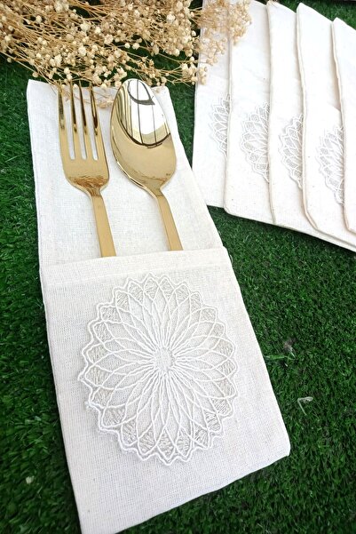 Emtory Home 6 Pieces Silver Glitter Lace Spoon Holder Presentation - Bogota
