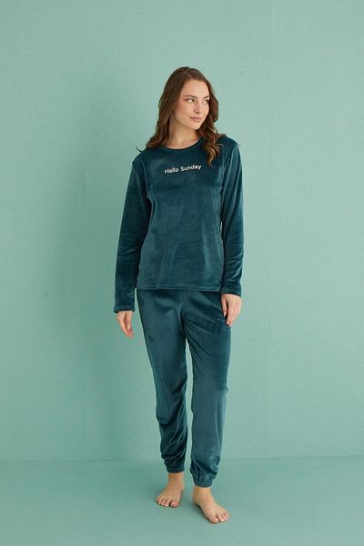 gd goldoremi 13164-6 Costum de pijama din catifea Hello Sunday pentru femei
