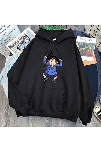 Moda Glo Hanorac unisex cu imprimeu anime Jumping