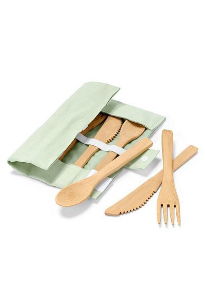 Tchibo 6 Pieces Picnic Cutlery Set, Tan