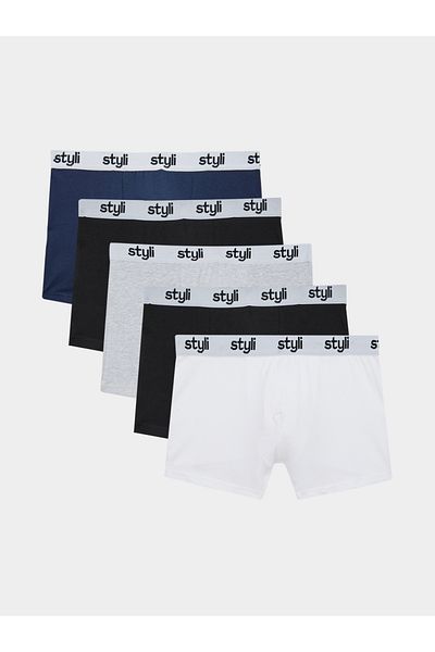 Styli Pack of 5 - Cotton Stretch Solid Trunks