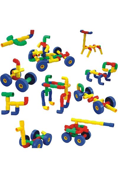 TOYFEST لعبة بناء الأنابيب متعددة القطع ذات العجلات 72 قطعة