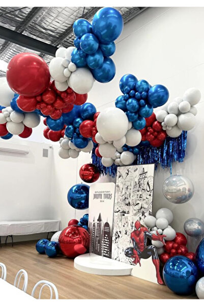 Çemrek Süs Parti Синьо-біло-червоний набір повітряних кульок, 103 штуки, вклю...