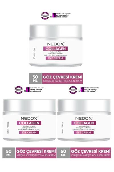 NEDOX  3 Adet Kırışıklık Karşıtı Kolajen Göz Çevresi Kremi 50 ml