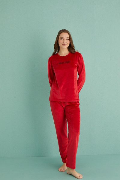 gd goldoremi 13166-18 Women's Slient Night Velvet Long Sleeve Pajamas Set