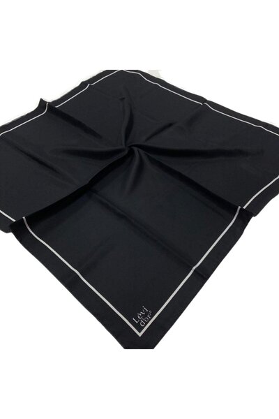 Levidor Siyah Düz Renk Tivil Ipek Eşarp 24438