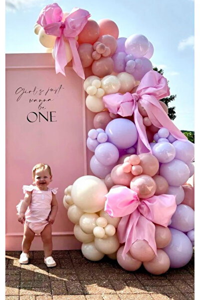 Çemrek Süs Parti Набір пудри Lila Deniz Kumu Balon Zinciri, включаючи 103 джамбо