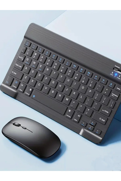 ERDİNEKS Siyah 10 İnç Mini Taşınabilir Bluetooth Klavye Mouse Set Android/iOS...