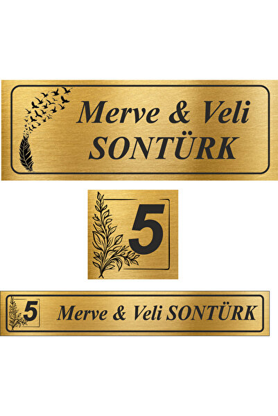 sıradışıhediyem çift evli sevgili modeli  3'lü Set Kapı Isimliği, Kapı Numara...