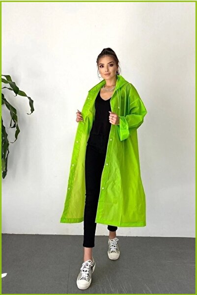 EZMK EV GEREÇLERİ Unisex Yeşil Yağmurluk Şeffaf Su Geçirmez Kıyafet Üstü Eva ...