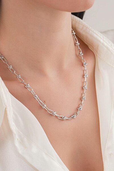 Tmt Silver 4.5 MM GÜMÜŞ ATAÇ TOPLU RODYUMLU SADE ZİNCİR KOLYE