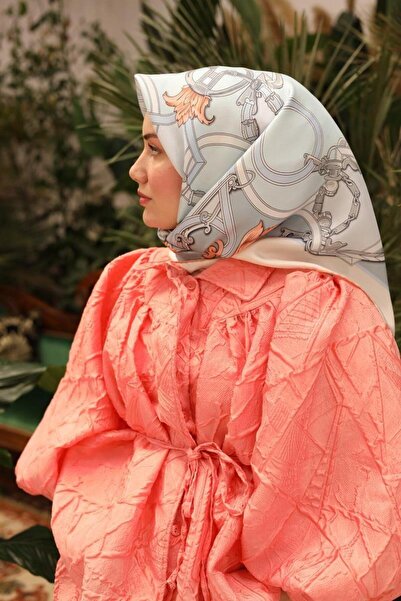 Silk Home Tivil İpek Eşarp IST11436-02 Ekru, Açık Gold, Soğan Kabuğu, Mavi