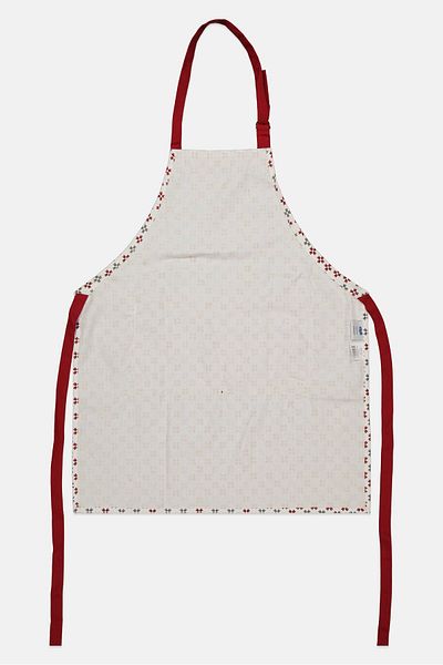 Sttelli Floral Pattern Adjustable Kitchen Apron, White