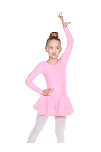 Masal Kostüm Uzun Kol Etekli Çalışma Mayosu Dans Bale Cimnastik Gym-05