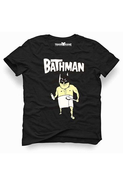 Tshirthane Ανδρικό μπλουζάκι με αστεία στάμπα Bathman Slim Fit