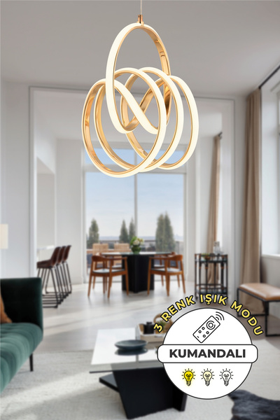 Capella Aydınlatma Kane Kumandalı 3 Renk Işık Özellikli Dimmerli Modern Kaplama Sarkıt Led Avize Salon Mutfak Avize