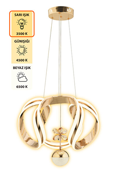 Capella Aydınlatma Roger Kumandalı 3 Renk Işık Özellikli Dimmerli Modern Kaplama Sarkıt Led Avize Salon Mutfak Avize