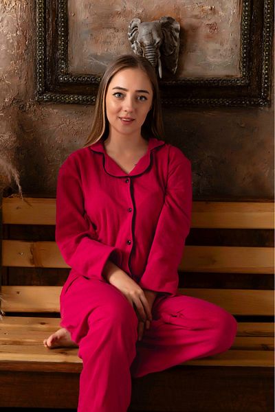 CALİA 2 Yarn Front Buttoned Cotton Inside Women's Pajamas Set