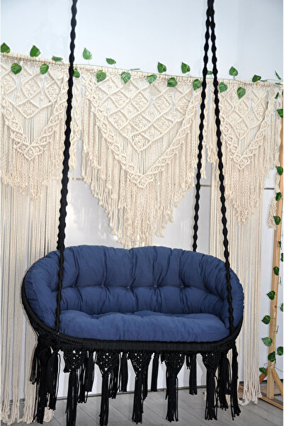 ALTINOLUK HAMAK Makrome Salıncak Bahçe Balkon Salıncağı ( SİYAH ) İNDİGO Mind...