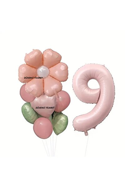 DÜVENCİ TİCARET Ροζ Φλοράλ Σετ Μπαλονιών Τριαντάφυλλα, Μπαλόνι Μαργαρίτα με Φ...