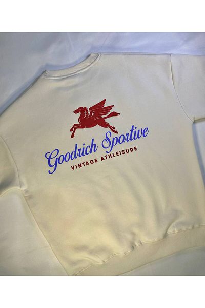 g-town Goodrich Sportive Patterned Oversize Unisex Raised Sweatshirt