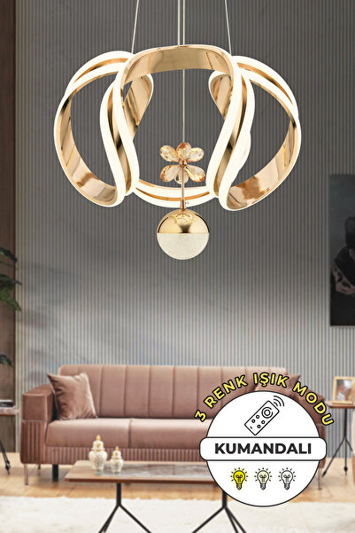 Capella Aydınlatma Roger Kumandalı 3 Renk Işık Özellikli Dimmerli Modern Kaplama Sarkıt Led Avize Salon Mutfak Avize