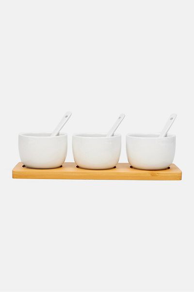 Muy Mucho 3 Pieces Sauces Serving Set, White