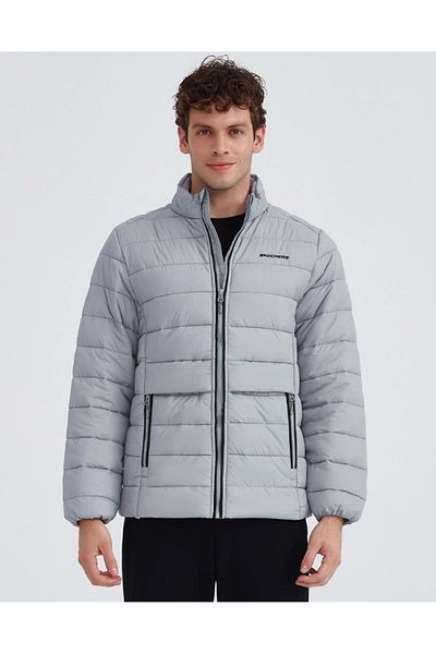 SKECHERS Men's Gray Casual Coat - m Outerwear Padded Jacket, S 231242