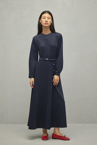 Fahhar Rochie cu pensă scuba bleumarin