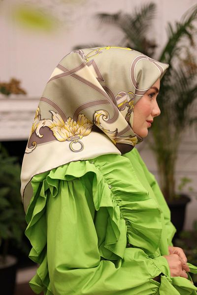 Silk Home Tivil Silk Scarf 11436-35 Green Mixed Pattern