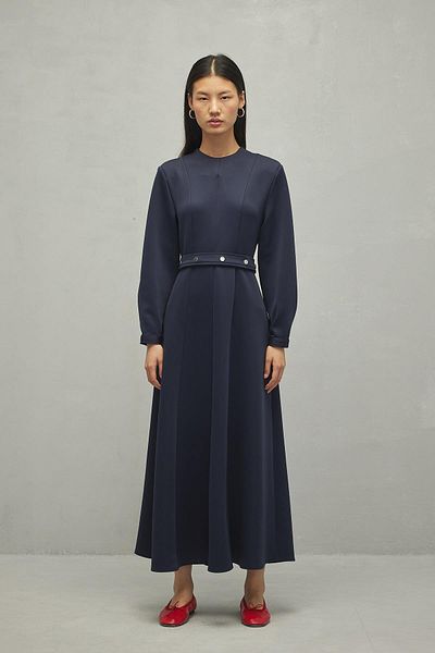 Fahhar Rochie cu pensă scuba bleumarin