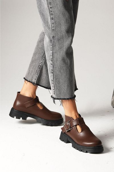 Mio Gusto Norma Brown Thick Soled Women's Loafer Shoes