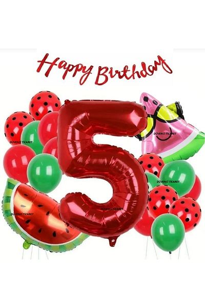 DÜVENCİ TİCARET Birthday Age Ballon Set with Watermelon Slic