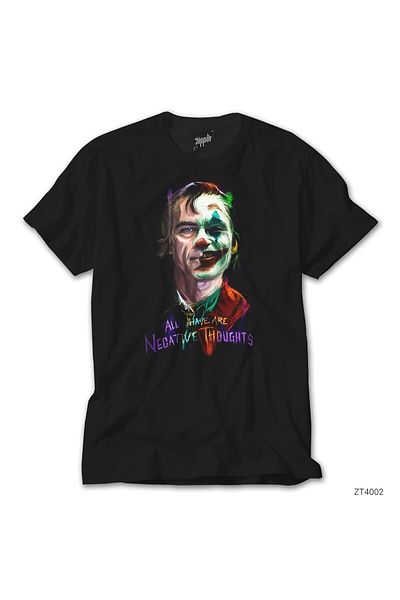 Z zepplin Joker All Have Negative Thoughts Black T-shirt