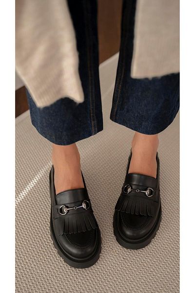 ECENİN BUTİĞİ Osim Black Genuine Leather Loafer Shoes