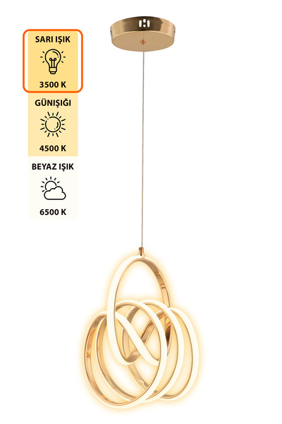 Capella Aydınlatma Kane Kumandalı 3 Renk Işık Özellikli Dimmerli Modern Kaplama Sarkıt Led Avize Salon Mutfak Avize