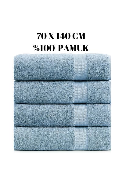 KAYABEY HOME Prosop de baie moale 100% bumbac cu dungi albastre 70x140