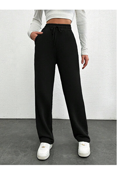 yx yustex sport Pantaloni de sport negri, largi, largi, cu potrivire conforta...